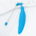 Blaues Federlesezeichen aus Kunststoff mit Perlenstab, niedliches Lesezeichen Geschenk. - Dunkelblau (3 Formen gemischt)