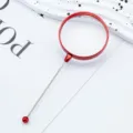 Handheld DIY beading magnifying glass with red metal long handle for reading and craft work. - Burgundy