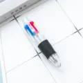 Mini 4-color ballpoint pen transparent barrel multi-color press pen for journaling school - Black (White Refill)