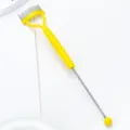 Yellow stainless steel eyelash comb makeup tool with long handle and ball end design - Candy Yellow