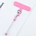 Pink universal phone tether tab with metal charm rod and lobster clasp for strap accessory - Candy Pink