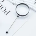 Handheld magnifying glass with long handle and black bead for reading DIY beading tools - Black