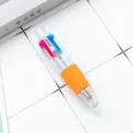 Mini four-color ballpoint pen plastic multi-color journal pen variant writing stationery cute style - Orange (White Refill)