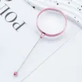 Handheld DIY beading magnifying glass with pink electroplated frame and metal rod for reading. - Pink