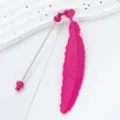 Cute plastic feather bookmark with metal rod and beads, creative page marker for reading. - Rose Red (Mixed 3 Shapes)