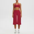 Ensemble de sport rouge soutien-gorge yoga halter et pantalon capri taille haute fitness - S / Haut et Bas / Rouge carmin