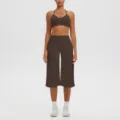 Ensemble de sport soutien-gorge halter et pantalon capri taille haute marron uni. - S / Haut et Bas / Café Distillé