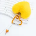 Yellow plush heart keychain with gold heart carabiner bag charm for women and girls - Orange