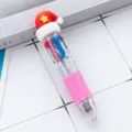 Mini penna a sfera multicolore 4 in 1 di Natale, simpatico evidenziatore per studenti - Cappello di Natale