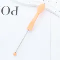 Silicone Blackhead Brush Dual Sided Nose Cleaning Tool and Lip Brush with Metal Beaded Rod - Orange Pink