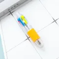 Mini stylo bille 4 couleurs en plastique transparent stylo de marquage multicolore - Jaune orangé (Recharge blanche)