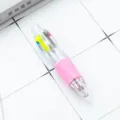 Mini stylo bille 4 couleurs en plastique transparent mignon pour prise de notes et reperage journal. - Rose bonbon (Recharge blanche)