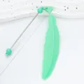 Niedliches Kunststofffeder Lesezeichen mit Metallstab DIY Perlen Seitenmarkierung Geschenk. - Bonbon-Minzgrün (3 Formen gemischt)