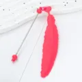 Niedliches rosa Feder-Lesezeichen mit Metallstab und Perle, kreativer DIY-Buchseitenmarker. - Bonbon-Wassermelonenrot (3 Formen gemischt)