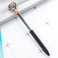 Heart crystal ballpoint pen with sparkling stones, stylish office stationery and writing pen. - Black
