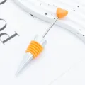 Tappo per bottiglia di vino cuore arancione in silicone e metallo per festa cucina - Arancione (cinturino in pelle arancione)