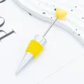 Tappo per vino cuore giallo in silicone tappo bottiglia per festa di nozze bar - Giallo limone (cinturino in pelle giallo limone)