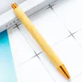 Natural bamboo ballpoint pen with gold metal accents, perfect for business gifts and office use. - Bullet Tip 1.0 / Rose Gold