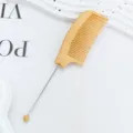 Wooden tail comb with metal pin and bead for hair styling, salon highlighting, and fine teeth. - Wood Grain Color No. 4