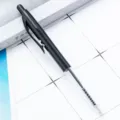 Retractable plastic ballpoint pen with transparent barrel and black clip for office school business. - Black
