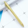 Penna a sfera a scatto in metallo dorato, design moderno con pratica clip da tasca. - Oro