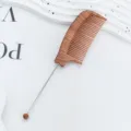 Wooden tail comb with metal pin and bead for hair styling, salon teasing and sectioning. - Wood Grain Color No. 2