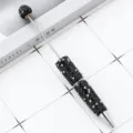 Δημιουργικό στυλό διαρκείας DIY με μαύρα στρας και κρυστάλλους για κομψή γραφή στο γραφείο. - Μαύρο
