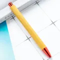Eco-friendly bamboo ballpoint pen with metallic red tips for business office and gifts. - Bullet Tip 1.0 / Red