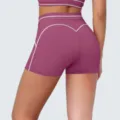 Hoge taille push-up yoga korte broek met contrastbies voor dames fitness sport - S / Bottoms / Vijgen Paars