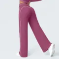 Hoge taille kleurblok flare yoga broek gedetailleerd uitzicht, comfortabele fitness kleding. - S / Bottoms / Vijgen Paars