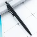 Black plastic retractable ballpoint pen smooth writing office school stationery supply - Black