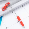 Mini portable beaded pen with orange keychain, retractable metal ballpoint pen for gift and daily use. - Red