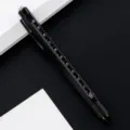 Multi-function tool pen with scale ruler level and LED light hexagonal black design - Black