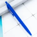 Blue plastic retractable ballpoint pen for office school writing stationery supplies and gifts - Dark Blue