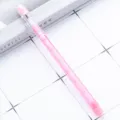 Clear plastic mechanical pencil with pink stacking refills, cute non-sharpening school stationery. - Pink