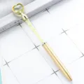 Gold Crystal Heart Ballpoint Pen Yellow Diamond Sand Student Stationery Office Writing Tool - Gold (Silver Hardware)