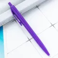 Purple plastic retractable ballpoint pen, smooth writing office school supply and promotional gift. - Deep purple