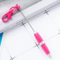 Pink mini keychain retractable pen, portable beaded pointer pen for daily office gift use. - Rose Red