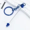 Blue metal DIY keychain bag pendant with ring chain and ball ends for stylish accessories. - Dark Blue