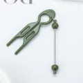 DIY U-förmige grüne Haargabel Haarnadel Styling-Werkzeug mit hängendem Metallperlen-Zubehör - Dunkelgrün