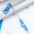 Blue portable mini novelty beaded pen with keychain clasp for creative DIY writing gifts. - Sky Blue