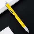 Multi-function tool pen with scale ruler, spirit level and LED light for daily office use. - Yellow