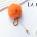 Oranger Plüsch Bommel Schlüsselanhänger Karabiner mit einziehbarem Draht Taschen Deko - Orange