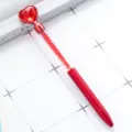 Red heart crystal ballpoint pen, cute plastic office writing stationery gift item. - Red