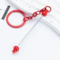DIY beaded keychain candy color bag pendant creative metal ring accessory fashion charm new. - Bright Red
