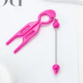 DIY U-foermige Haargabel Haarnadel mit Perlen Metallstab heissrosa Duttmacher Haarschmuck - Fuchsia