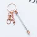 Porte-clés DIY en métal or rose pendentif de sac avec mousqueton et breloque conique - Or Rose Électroplaqué