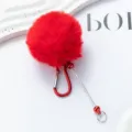 Roter flauschiger Pompon Schlüsselanhänger mit Karabiner für Tasche und Schlüssel - Rot