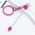 DIY candy color metal keychain bag pendant creative cute accessory purple key ring for women - Dark Rose Red