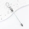 Metal DIY beaded keychain lobster clasp bag charm with cone rod pendant accessory - Plated Gunmetal